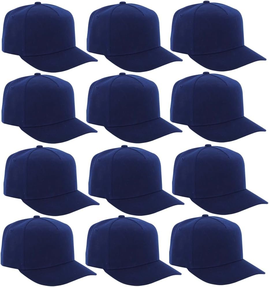 12 Pack Seamless Baseball Caps Wholesale Bulk - No Center Seam, DIY Friendly, Adjustable Breathable Lightweight for Men Women
