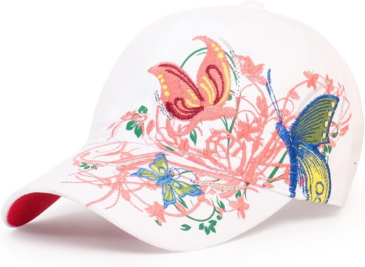 Trucker Hats Womens Hat Trendy Creativity Flowers Butterfly Sequins Embroidered Baseball Cap