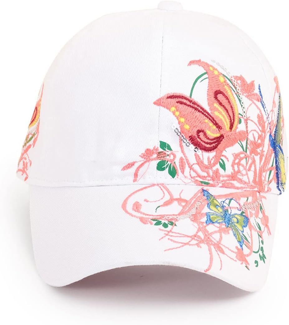 Trucker Hats Womens Hat Trendy Creativity Flowers Butterfly Sequins Embroidered Baseball Cap - Image 2
