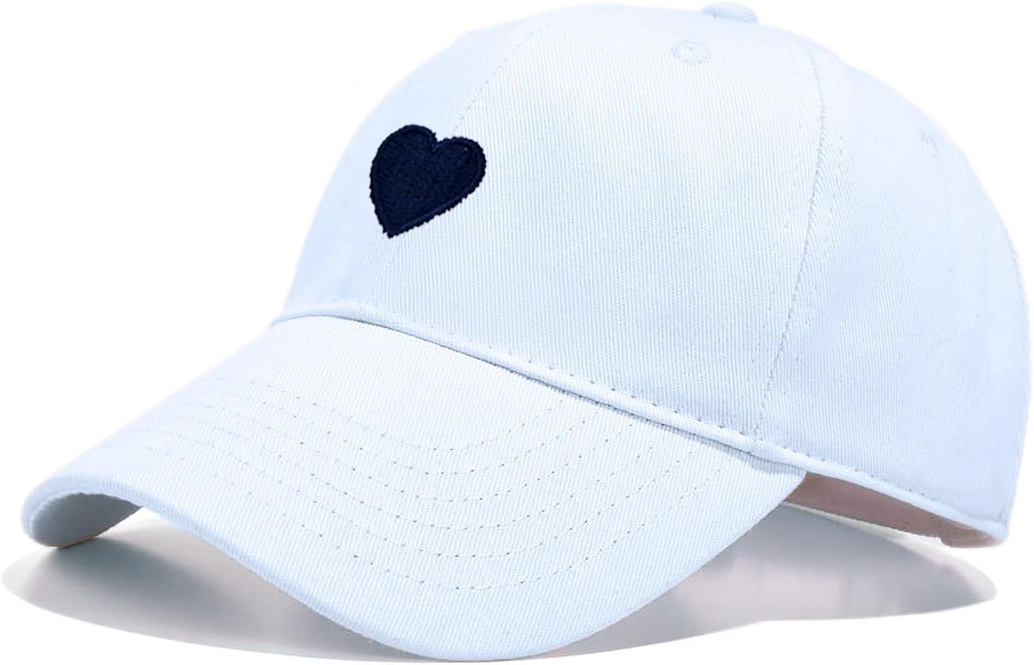 Heart Embroidered Baseball Cap, Cotton Adjustable Hat for Women Mom Hat Plain Cap - Image 2