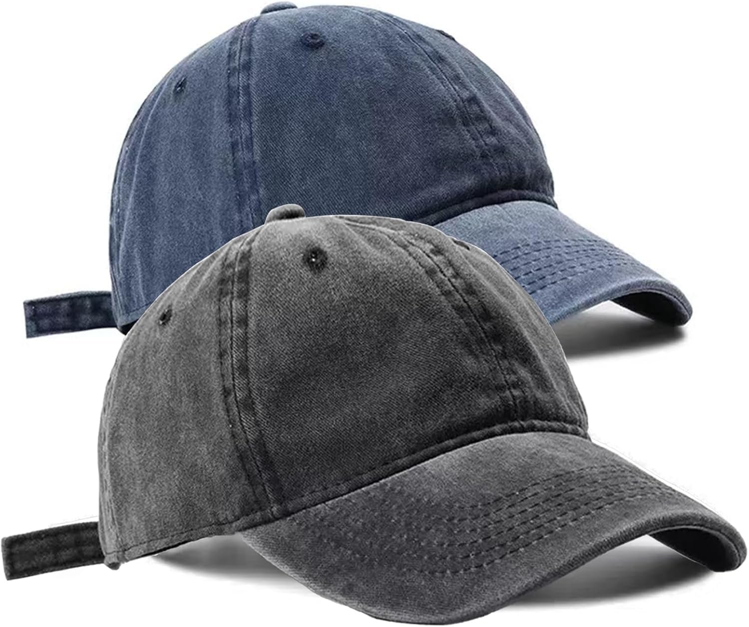 2 PCS Baseball Cap Golf Hat Washed-Cotton Plain Original Classic Cotton Vintage Adjustable Dad Hatsfor Men Women