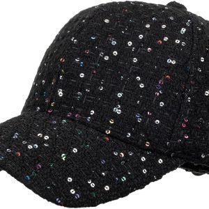 Sequin Baseball Cap for Women Sparkly Adjustable Cap Casual Sparkly Hip Hop Disco Party Cap for Going Out