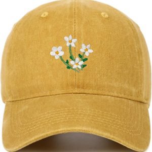 Women's Vintage Floral Hat Wash Cotton Adjustable Dad Embroidered Baseball Cap for Men