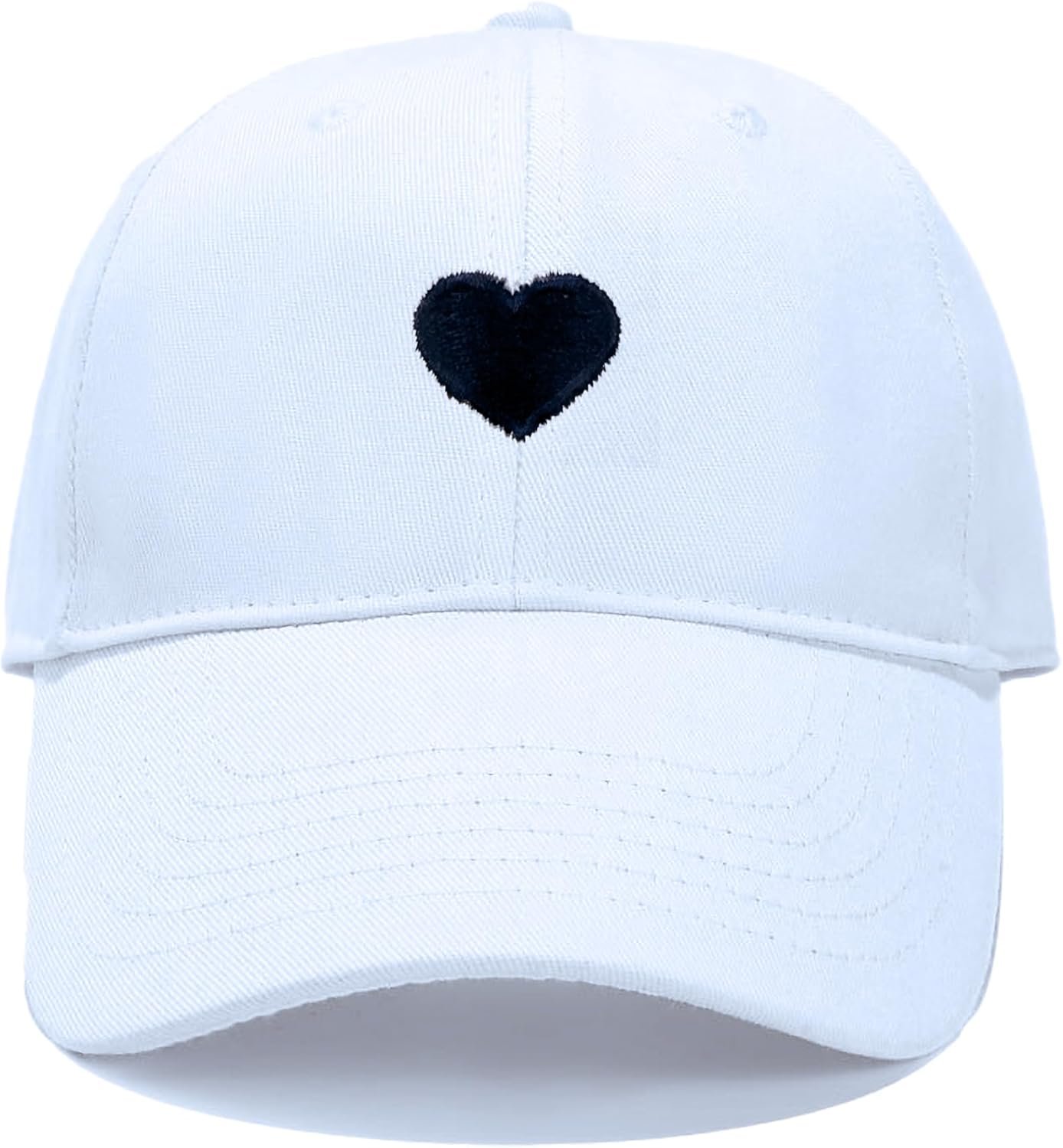 Heart Embroidered Baseball Cap, Cotton Adjustable Hat for Women Mom Hat Plain Cap