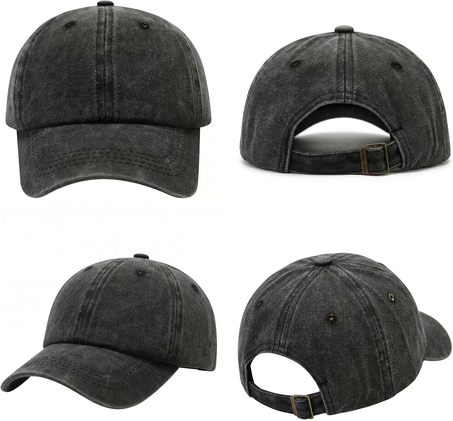 2 PCS Baseball Cap Golf Hat Washed-Cotton Plain Original Classic Cotton Vintage Adjustable Dad Hatsfor Men Women - Image 2
