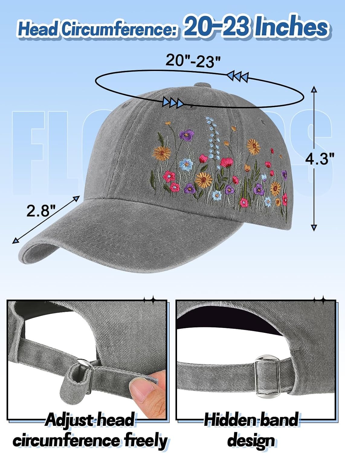 Trendy Embroidered Baseball Cap for Girls Women Men - Adjustable Soft Breathable Hats for Casual Wear - Image 2