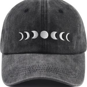 Moon Hats for Women Men, Adjustable Cotton Embroidered Moon Accessories Baseball Cap