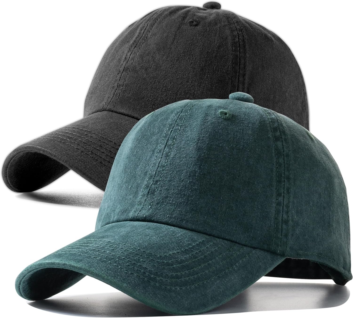 2 Pack Baseball Caps Golf Dad Hats,Ajustable Vintage Washed Cotton Ball Cap for Men Women
